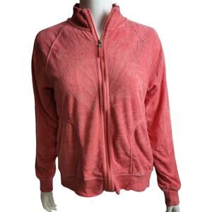 LizClaiborne Lizwear Pink Terrycloth Full Zip Sweatshirt XL Cozy Coastal Grandma